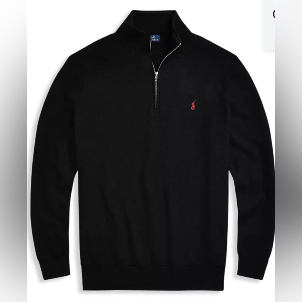 Polo by Ralph Lauren Men's Black Polo with Red Logo - long sleeve- 4XB